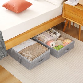 TidyCorner 6'' Tall Under Bed Storage Containers, Closet Organizers and Storage Bins, Underbed Storage Bins with Clear Window for Blankets, Clothes, Toys, Dorm, Bedroom, Wrapping Paper Storage