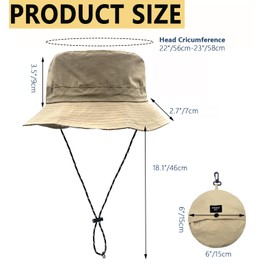 Beurlike Sun Hat for Men Women Bucket Boonie Hats Quick Dry Packable Safari Hat UV Protection for Fishing Hiking Gardening(Khaki)