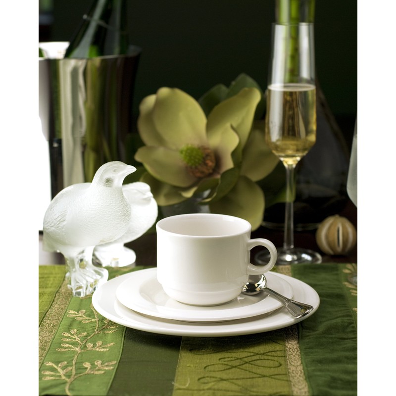 Fortessa Fortaluxe SuperWhite Vitrified China Dinnerware, Cassia 8-Ounce Stackable Coffee/Tea