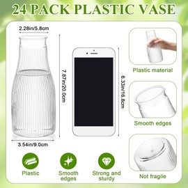 Mumufy 24 Pcs Plastic Bud Vases in Bulk Small Clear Flowers Vases for Centerpieces Wedding Decorations Home Banquet Formal Dinners Party Table Decor (3.54 x 7.87 Inch)