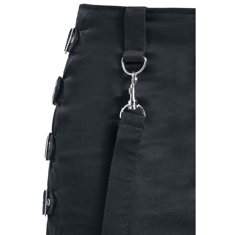 Gothicana by EMP Ladies Black Short Skirt with Buckles, black