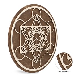 Fourth Level MFG 12” 2-Layer Metatron acred Geometry Wood Wall Art, Zen Home Decor for Yoga/Meditation, C