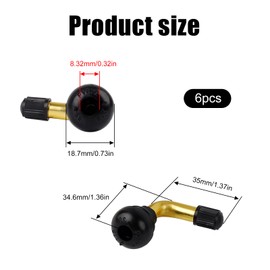 Set of 6 Tyre Valves, LINTRA Brass Tubeless Valve, Bicycle Valve, Suitable for Scooters, Motorcycles, Mopeds