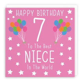 Hunts England - Niece 7th Birthday Card - Happy Birthday - 7 - To The Best Niece In The World - Iconic Collection - Fun Colourful Card