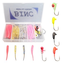BINC Ice Fishing Lures Fishing Jigs and Soft Lures Kit Tackle Box, Gift for Men