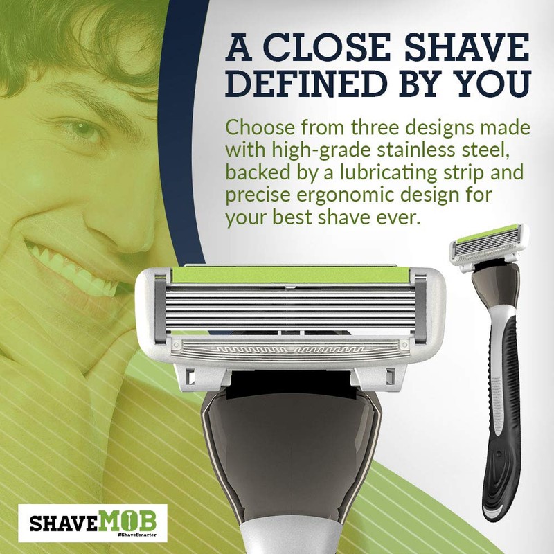 ShaveMOB 6-Blade Men's Razor Kit (Flex Head Handle with 4