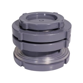 QuQuyi 2.5 Inch PVC Bulkhead Water Tank Connector Adapter Fitting with Plugs Thru-Bulk Pipe Fitting for Rain Barrels, Aquariums, Ponds(Set of 1)