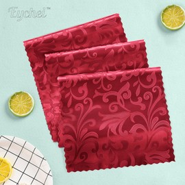 Eychei 2 Pack Red Satin Table Runner 12 x 108 Inch Long, Bright Smooth Damask Table Runner, Silky Jacquard Dinner Table Runner Decorations for Weddings, Banquet, Birthday Parties, Graduations