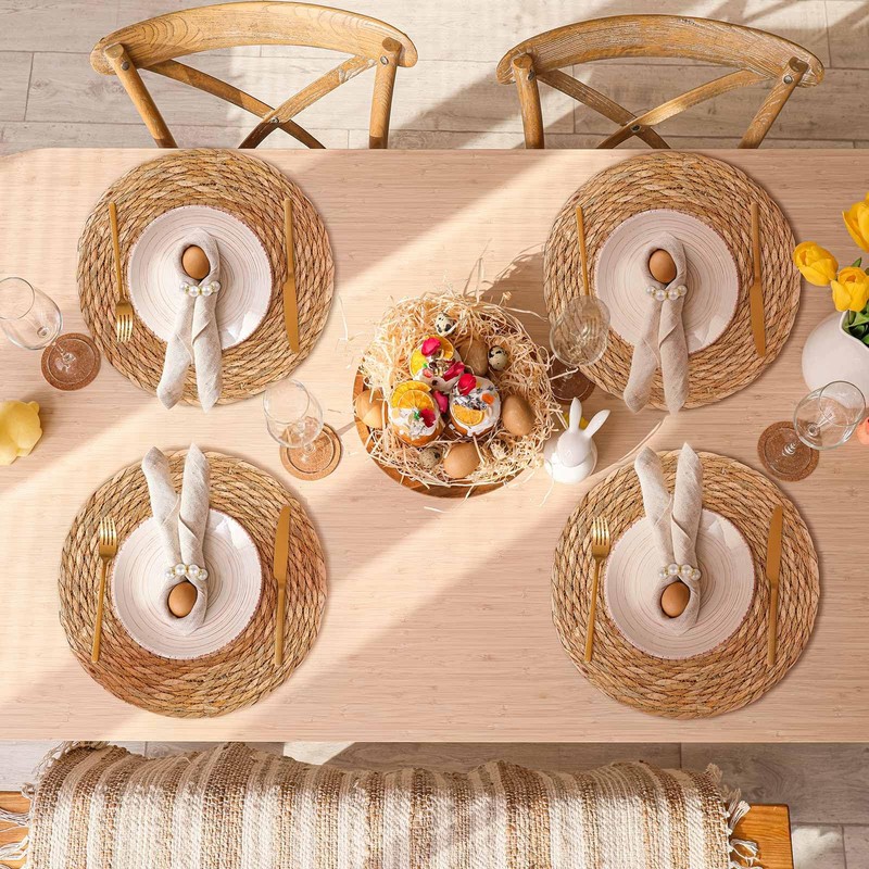 Gandeer 50 Pcs 13 Inch Round Woven Placemats with 50