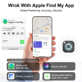 2-Pack Air Tracker Tags Compatible with Apple Find My (iOS Only), Bluetooth Tracker, Smart Keys Finder and Item Locator for Wallet Luggage Backpack (1B1W)