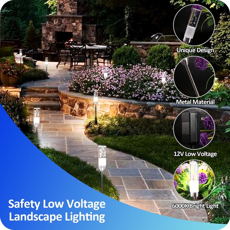 GreenClick Pathway Lights Outdoor,12V Low Voltage Landscape Lighting, 6 Pack