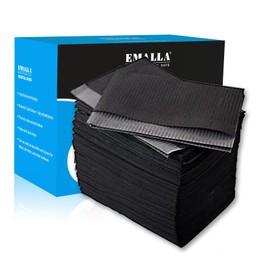 Emalla 125pcs Black Dental Bibs Disposable Dental Sheets Tattoo Table Bibs Waterproof Mats for Tattoo Supplies Lash Tech Nail Salon Mat