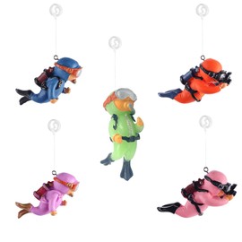 5Pcs Floating Fish Tank Decorations, Cute Little Diver Aquarium Decoration Fish Tank Aquarium Diver Ornament Accessories