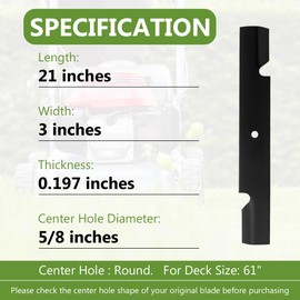 482879 High Lift Blades Set Replaces Scag 48111 481708 481712 482787 Ferris 1520842 Husqvarna 539101733, Compatible with IS1500ZX IS2000Z IS2500Z 61" Deck (3PACK)