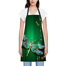 Smooffly Beautiful Vivids Dragonfly Apron Unisex Adjustable Bib Apron Cooking Kitchen Chef Women Men Aprons for Home Kitchen, Restaurant,Coffee House,Shop,Garden