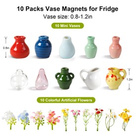 10 Packs Mini Vase Fridge Magnets Ceramic Magnets for Fridge Locker Decor