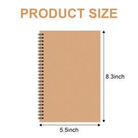Haploon 22 Packs A5 Spiral Notebook Hardcover Kraft Notebooks Kraft Spiral Notebooks 100 Pages (50 Sheets), 8.3 x 5.5 Inches A5 Spiral Notebook College Rulede for Students Office Business（Brown）