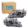 TRQ TRQ 2 Piece Headlight Assembly Set Halogen Chrome Bezel
