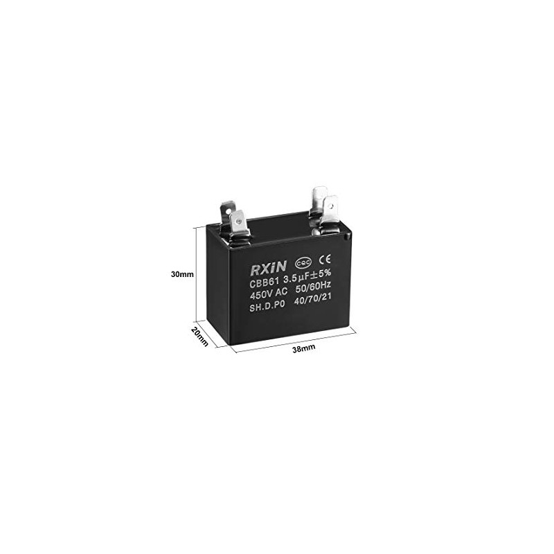 uxcell Ceiling Fan Capacitor CBB61 3.5uF 450V AC Double Insert