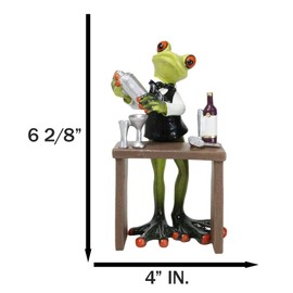 Ebros Gift Green Toad Frog Classy Bartender Working His Craft by The Table Figurine 6.25" H Amphibian Toads Frogs Pond Rainforest Animal Decorative Sculpture
