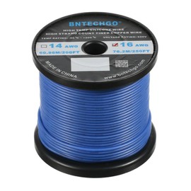 BNTECHGO 16 Gauge Silicone Wire Spool 250 ft Black Flexible 16 AWG Stranded Tinned Copper Wire