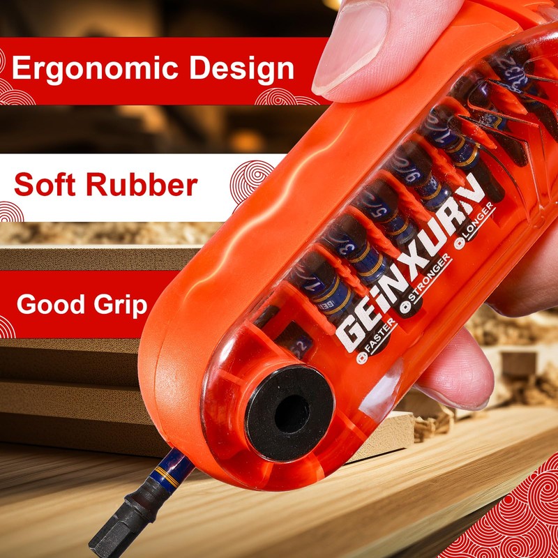 Geinxurn 30 Pcs Impact Screwdriver Bits Set, Magnetic S2 Steel