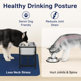 2.5 Gallon Elevated Dog Water Bowl for Large Breeds, 16.5" Raised Stainless Steel Large Dog Water Bowl with Full Metal Stand for Relief Joint Pressure, Tip-Proof, Easy to Clean, Indoor & Outdoor Use