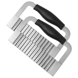 Crinkle Cutter Stainless Steel Potato Slicer Heavy Duty Wavy Crinkle Cutting Chopping Tools with Comfortable Handle for Carrot Veggies (2, Black)
