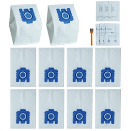 Jollyhilan 10 Pack Vacuum Bags Compatible with Miele GN Vacuum Cleaner Bags Fit for Miele Classic C1,Complete C2 C3,S227,S240,S270,S280,S400,S2,S5,S8 Airclean Bags,with Clean Filters,Cleaning Brush