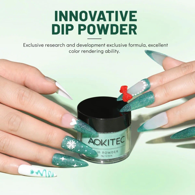 Polvo De Inmersión Verde Brillante 28 Días Arte De Uñas