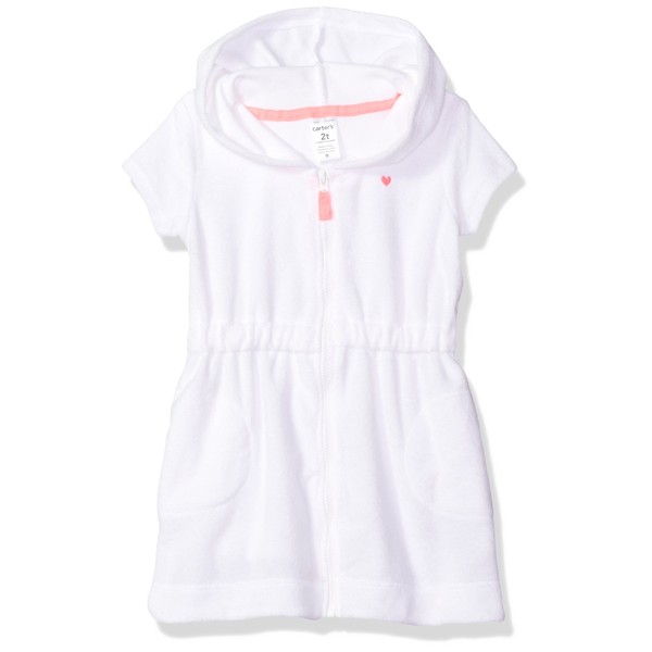 Carter's Girls' Toddler Swim Cover-up, White, 4T