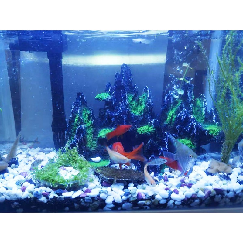 PakyKai Large Fish Tank Decorations, Mountain View Aquarium Ornament with