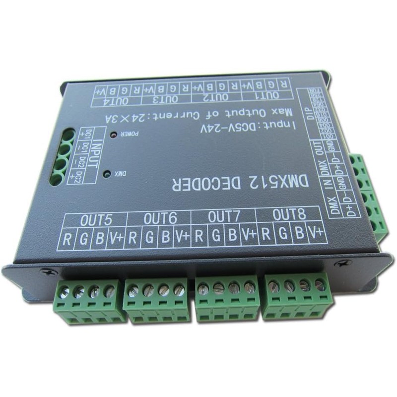 High Power 24 Channel RGB 3A/CH DMX512 Controller LED Decoder