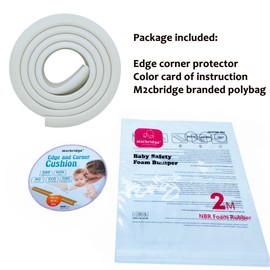 M2cbridge L Shape Extra Thick Furniture Table Edge Protectors Foam Baby Safety Bumper Guard 2 M (off white)