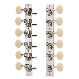 Golden Age Restoration Tuners for 12-String Slotted Peghead Guitar, Bright nickel with cream knobs