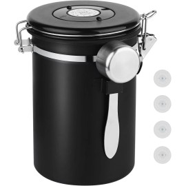 Ohtomber Coffee Canister Storage Container - 22OZ Stainless Steel Black