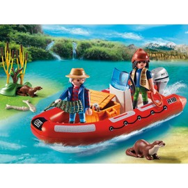 Playmobil 5559 Wild Life Floating Inflatable Boat with Explorers, Fun Imaginative Role-Play, PlaySets Suitable for Children Ages 4+