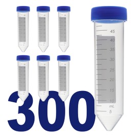 Kashi Scientific Conical Centrifuge Tubes 50mL, [300 Pack] Plastic Test Tube with Screw Caps, 50mL Sterile Test Tubes with Lids, 50 mL Falcon Tubes with Printed Graduation and Write-on Spot