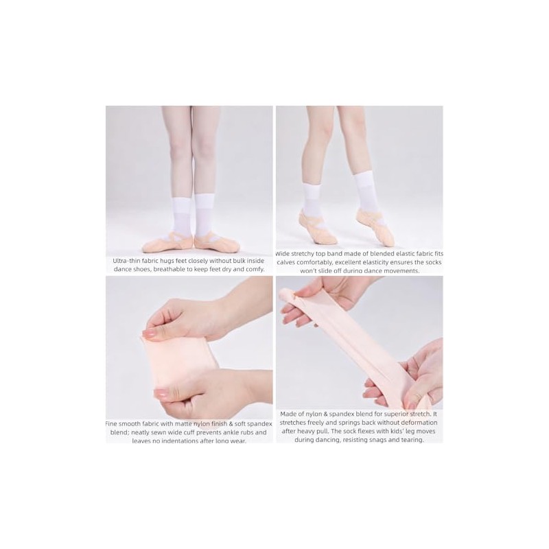 MIXLAC Calze da balletto rosa senza cuciture per ragazze, confezione