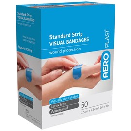 AeroPlast Premium Visual Bandages Extra Wide Plasters, Box of 50