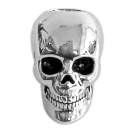 Medieval Metal Dead Man's Skull Hair Bead – Silver-Overlay Accessory for Braids, and locs