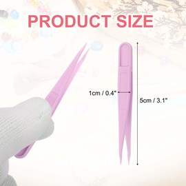 sourcing map 30 Pack Plastic Tweezers for Crafts, 3.1" Long Bent Disposable Stickers Tweezers Bulk for Picking DIY Bead, Jewelry Making, Baking Decoration, Animal Feeding(Purple)