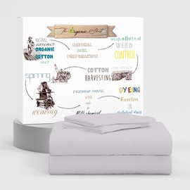 SUPREME ELEGANCE Organic 100% Cotton, Lilac Marble King Size Sheet Set, 4-Piece Deep Pockets Lilac Marble Bed Sheets, Cool & Crisp Percale Sheets for King Size Bed, Easy Fit