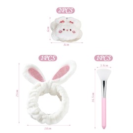 1 plush headband and 1 pair of bracelets, with 1 brush, cute cartoon hair bands, suitable for face washing, skin care, make-up
