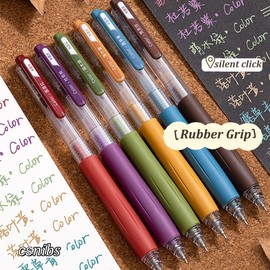 MHBEW Colorful Gel Pens 6 Colors Retractable Quick Dry Ink Colored Pens 0.7mm Fine Point Silence Click Smooth Writing Pen for Note taking&Drawing School Office Supplies Aesthetic pens (Vintage)