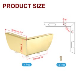 PATIKIL Metal Furniture Legs 2 Inch, 4 Pack Triangle Furniture Feet DIY Replacement Legs Modern Style for Cabinet Cupboard Table Couch Sofa Dresser, Gold