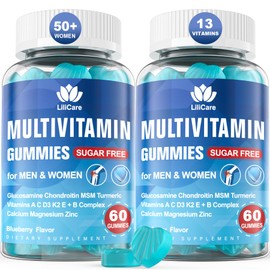 Multivitamin for Women 50+ & Men, Sugar Free Multivitamin Gummies with Glucosamine Chondroitin MSM, Senior Multi Vitamin D3 K2 & A C E, B Complex, Algae Calcium Magnesium for Bone & Immune Support