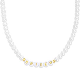 Lamyba Bachelorette Gifts for Bride Necklace, Bride to Be Gifts for Bachelorette Party Bridal Shower Wedding Day, Bride Shell Pearl Beaded Necklace with Adjustable Length