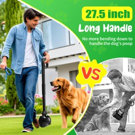 Meonlala 27.5" Dog Pooper Scooper, Pooper Scooper for Large, Medium, Small Dogs, Easy Single-Hand Operation, No More Bending, High-Strength Material, Suitable for Yard, Sand, Grass, and Gravel