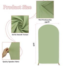 MODFUNS Sage Green Arch Cover 6ft Spandex Wedding Arch Cover Backdrop Fabric Fitted Round Top Arch Backdrop Cover Double Sided Arch Frame Stand Cover for Baby Shower Party Celebration Decoration